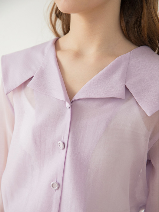 Sailor Collar Button Blouse Purple