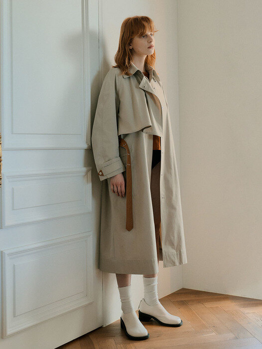 BELT POINT TRENCH COAT - MINT