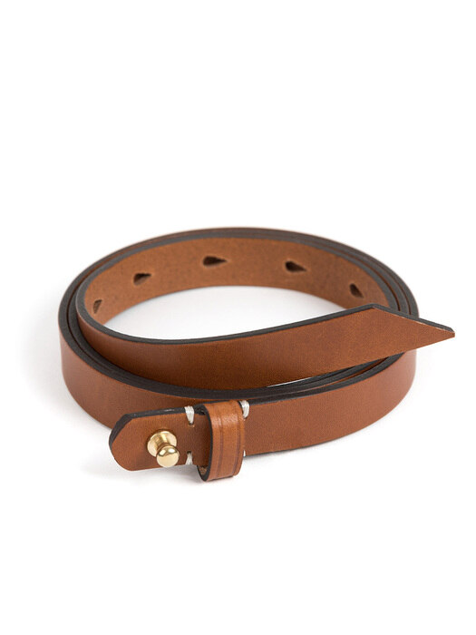 BR BUTTON STUD LEATHER BELT (brown)