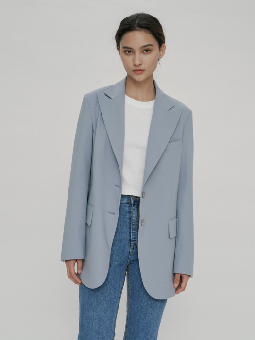 Single Set-up Jacket Light Blue