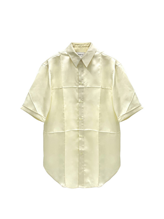 Cross pin-tuck short shirts - Yellow Beige