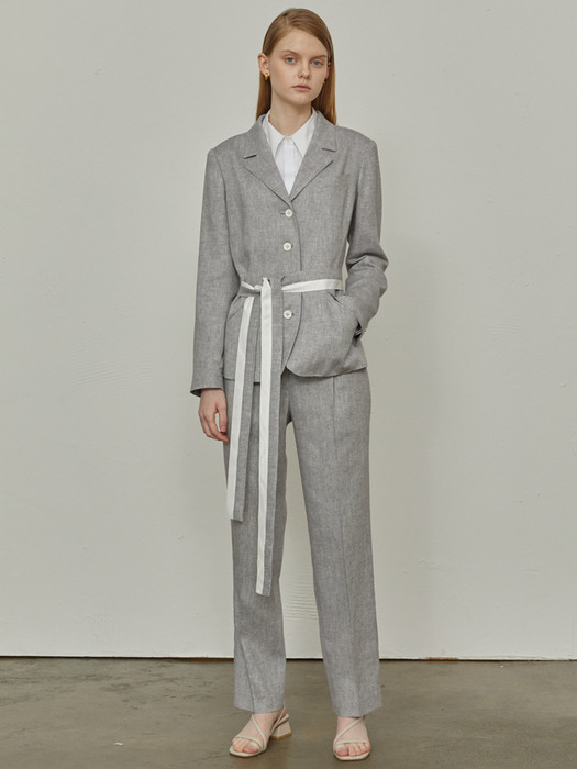 HERRINGBONE LINEN 4BUTTION SUIT