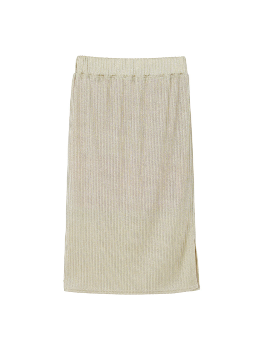 Metal Knit Banded Midi Skirt in Sparkling Gold VW1MS078-C0