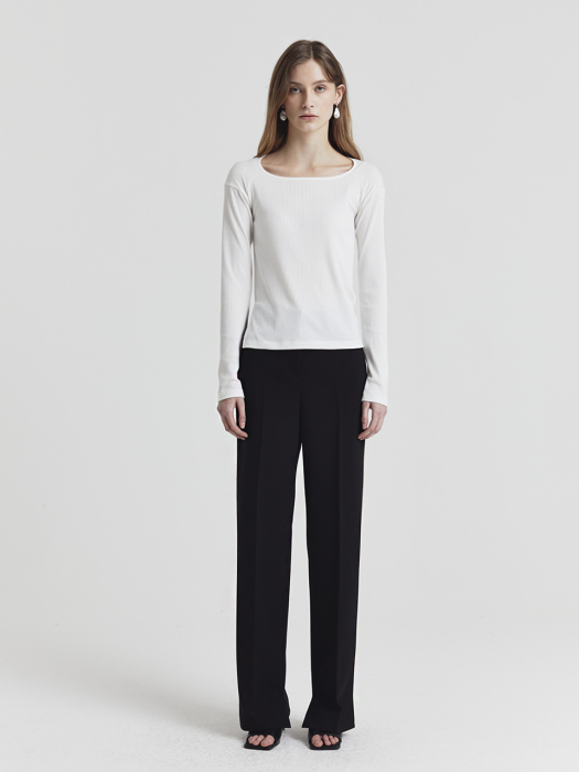 RIBBED MODAL-BLEND TOP OFF WHITE_UDTS1E201OW