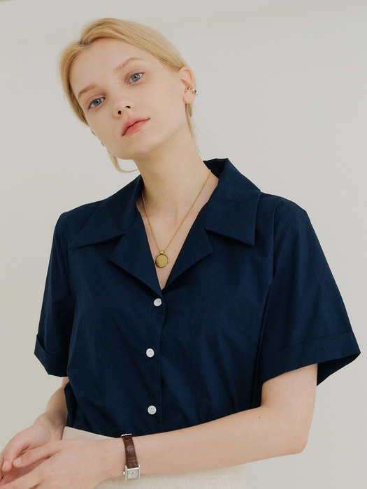 COTTON ROLL SHIRT_NAVY