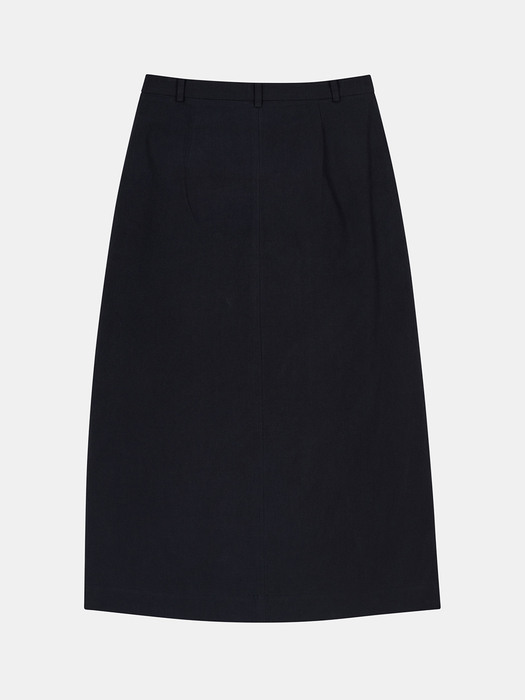 cotton long a-line skirt (charcoal)