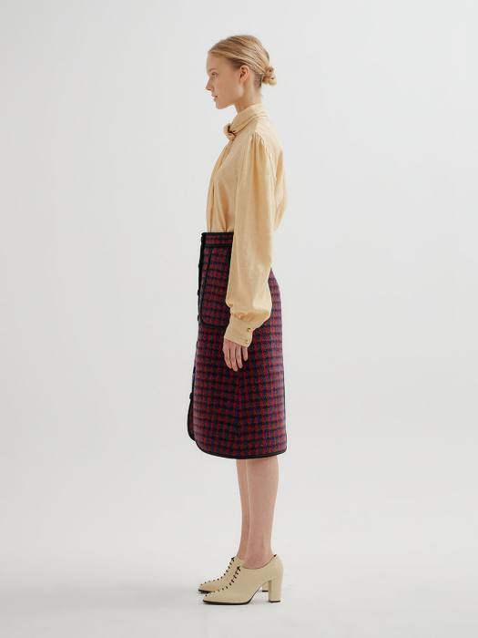 TWELVE Check Paneled Skirt - Red Multi