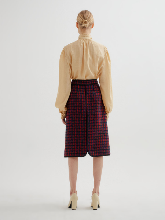TWELVE Check Paneled Skirt - Red Multi