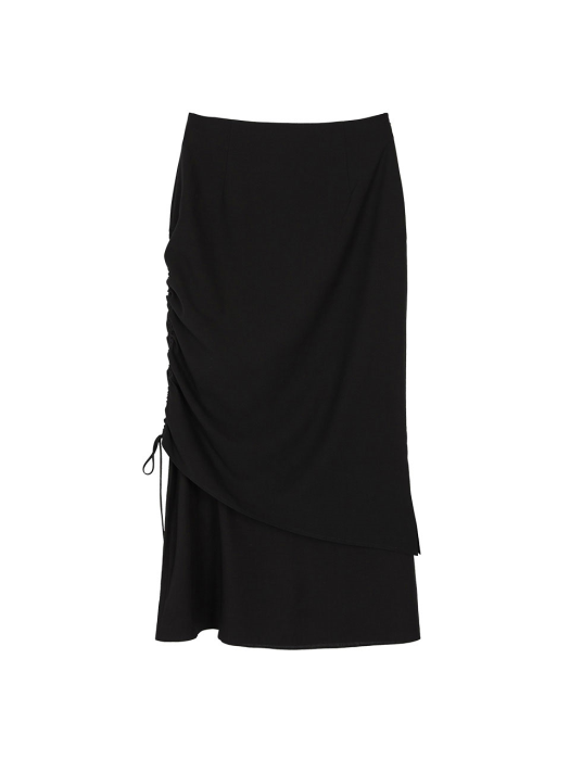Solid String Midi Skirt in Black VW1AS124-10