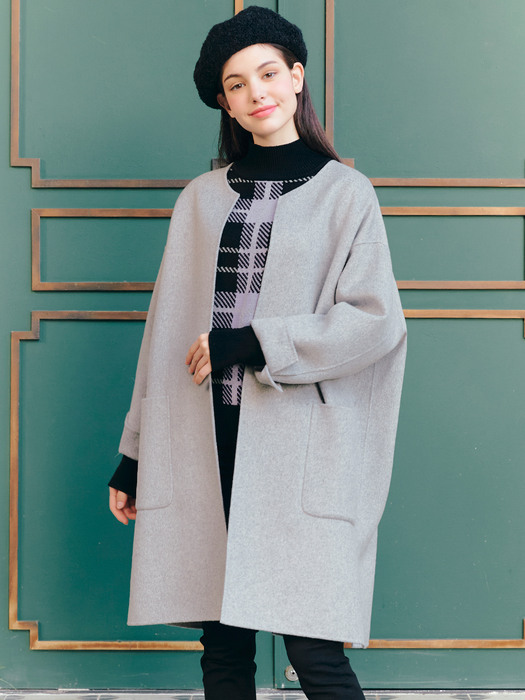 OUT POCKET CASHMERE HANDMADE COAT / MGRAY