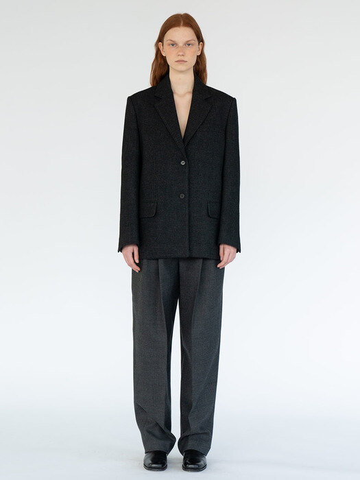 Pleated Wide Trousers / Charcoal