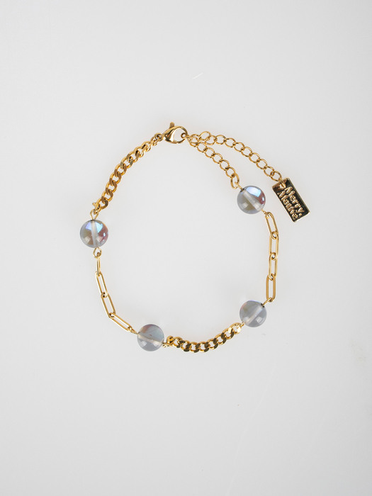 Moonstone mix chain surgical steel bracelet