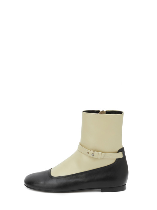 Two-in-One Ankle Boots - beige + black