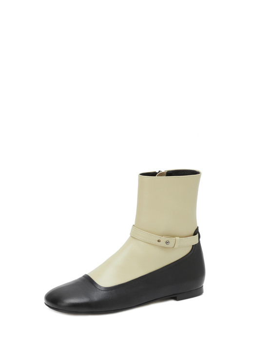 Two-in-One Ankle Boots - beige + black