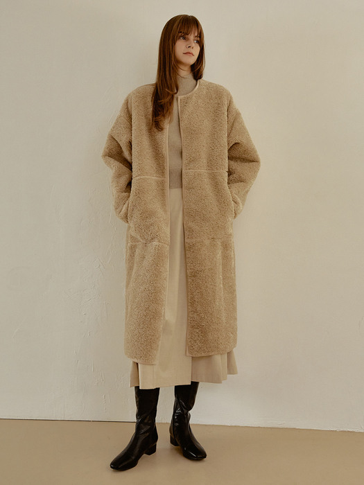 Belted mustang long coat (beige) 