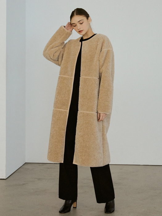 Belted mustang long coat (beige) 