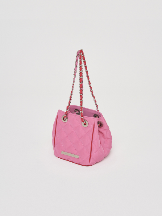 MINI QUILTING BUCKET BAG IN PINK