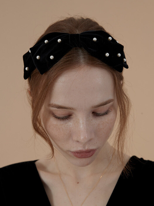 Velvet Ribbon Pearl Headband, Laura