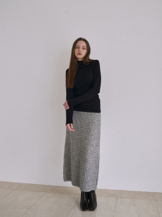 Square wale knit skirt - gray