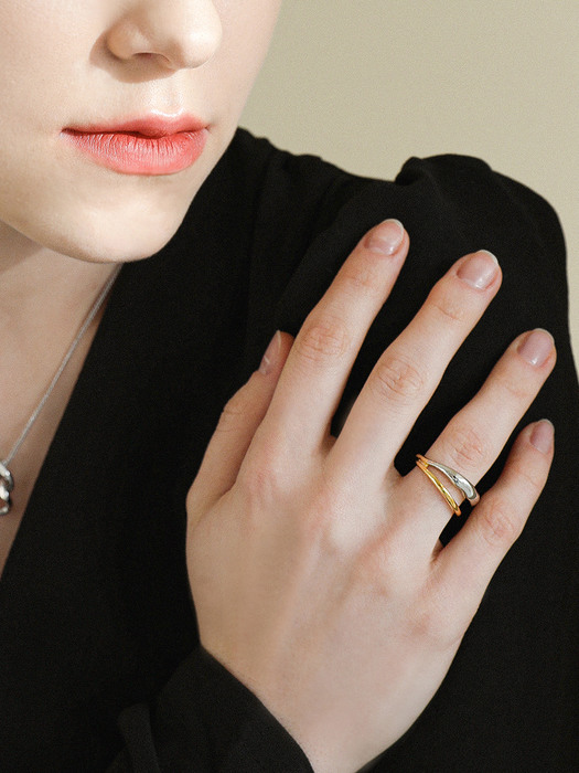 two-tone layered ring R036