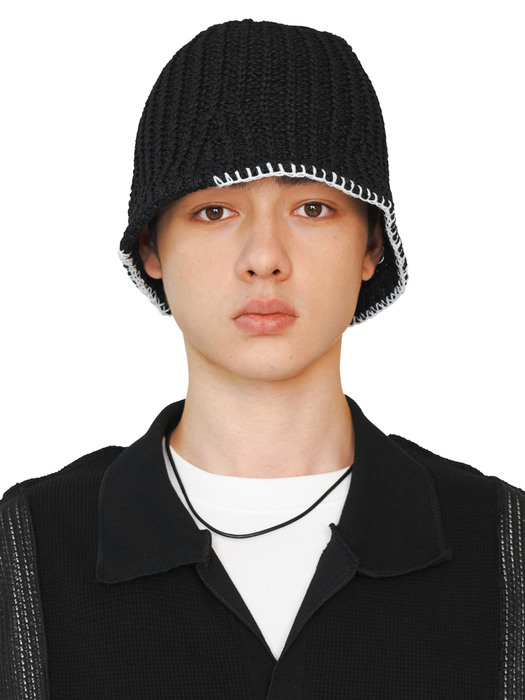 SMOCK PAPER KNIT BUCKET HAT_[BLACK]