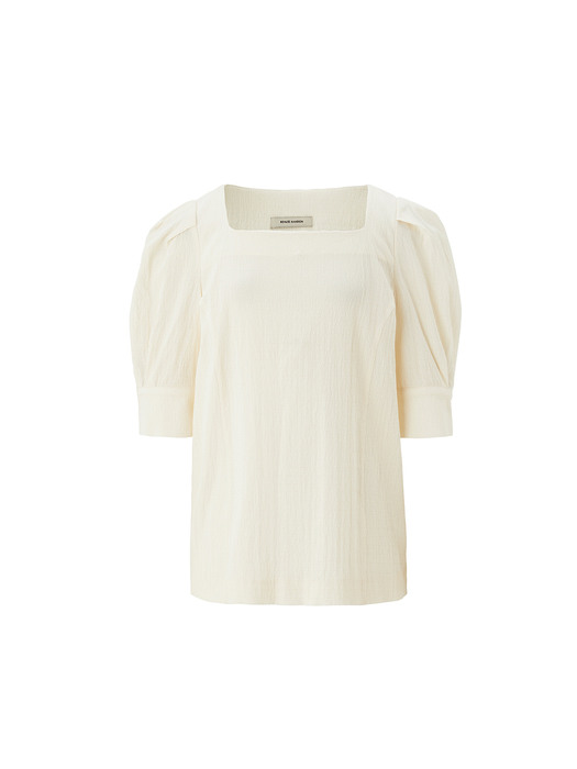 Square neck puff blouse - Cream