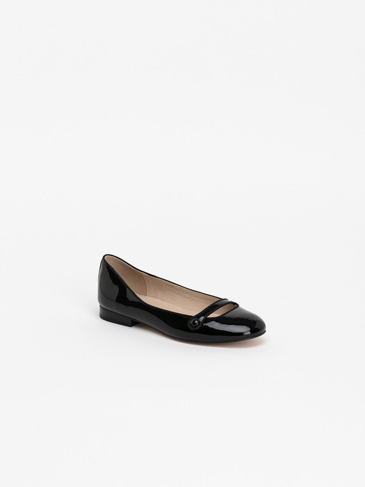 Annette Maryjane Flat Shoes in Black Patent