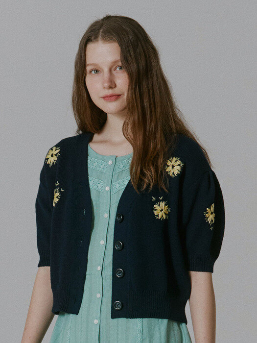 [EXCLUSIVE]Hailey Hand Embroidery Cardigan_Navy