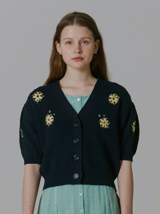 [EXCLUSIVE]Hailey Hand Embroidery Cardigan_Navy