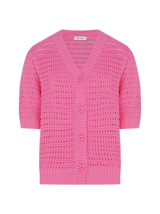 [단독]Crochet V Cardigan-Pink