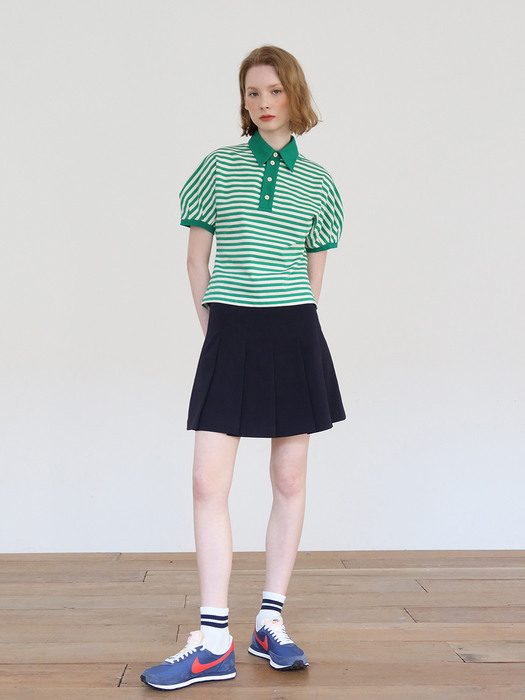 GIMNYEONG Collar T-shirt (Green stripe/Blue stripe)