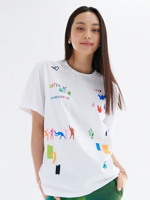 프린트 쿨링 티셔츠 (자외선 차단 소재) - 우먼