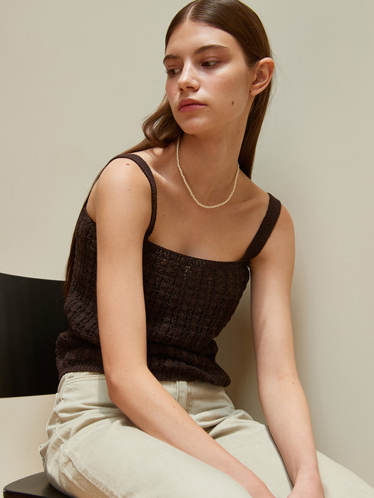 amr1401 strap sleeveless knit (brown)