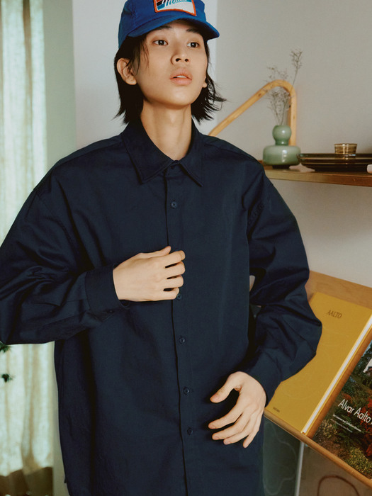 [x EASE]Twill Cotton Shirts(Big Fit)(2 colors)