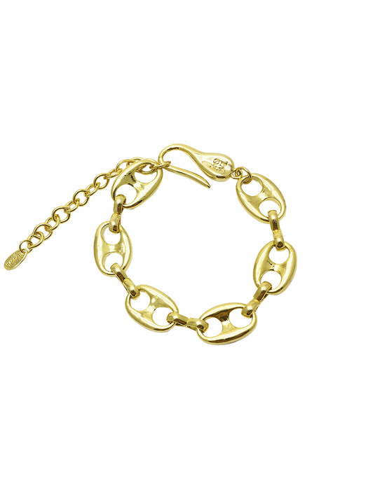Gold big pignose chain bracelet