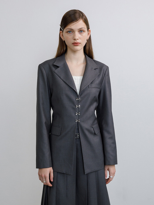 Hook belted jacket (gray)