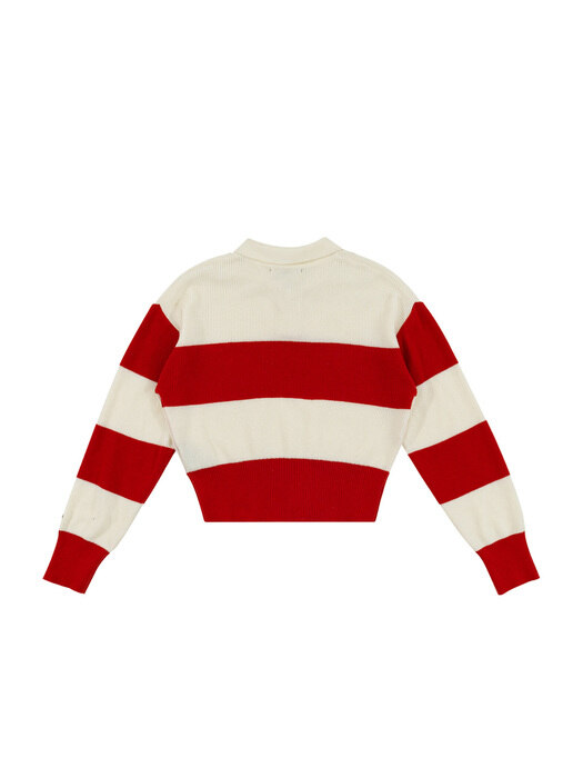  Stripe Collar knit Red (Women)