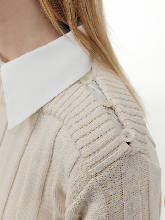 BOAT-NECK CROP KNIT - IVORY