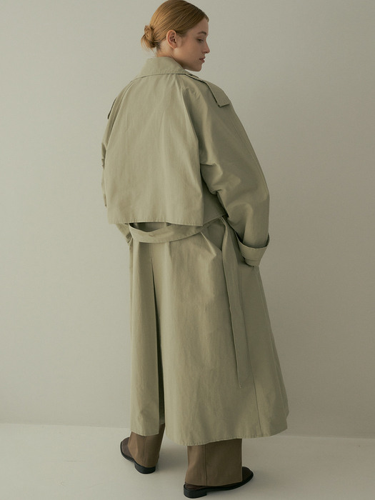 comos 731 two-way trench long jacket (khaki)