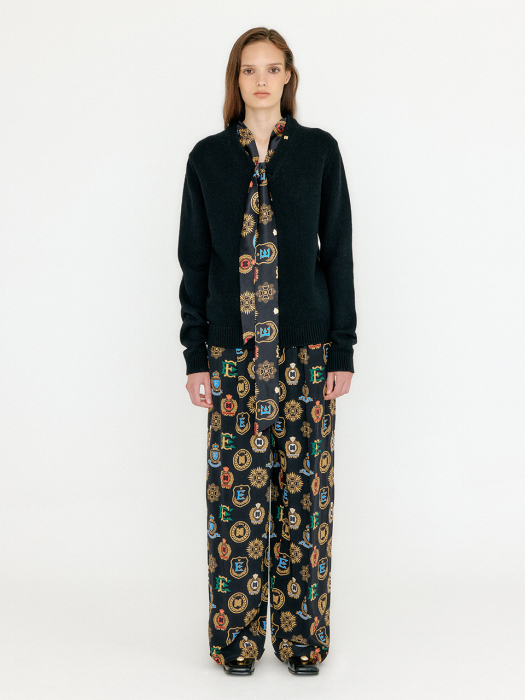 VENEZ Silk Wide Pants - Black Multi