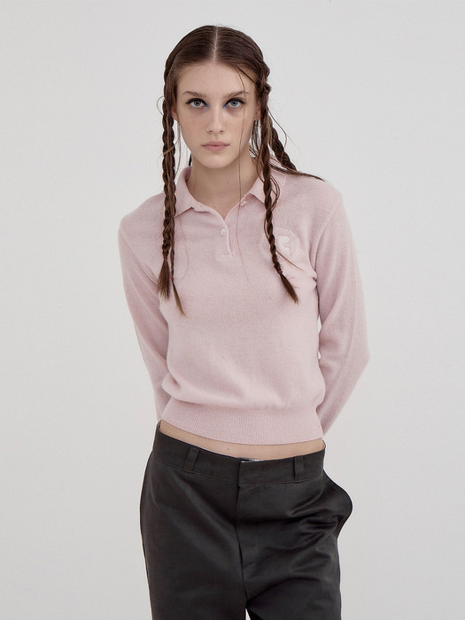 RR POLO KNIT TOP - PINK