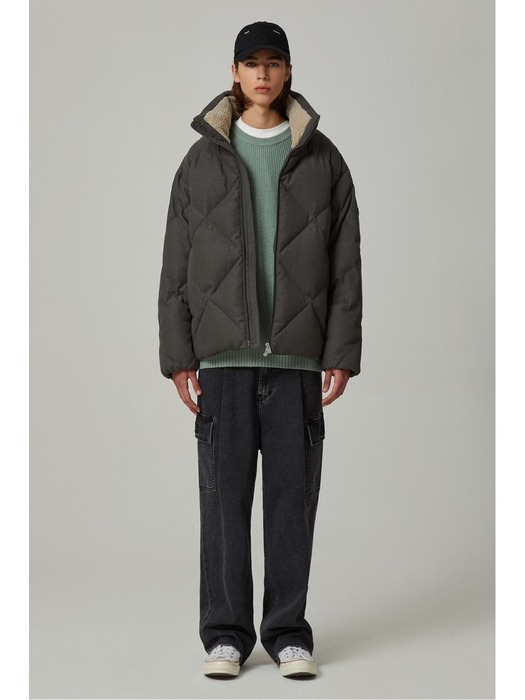 [커스텀멜로우]sadsmile diamond quilted down jumper(fur)_CQUAW22812GYX [W CONCEPT]