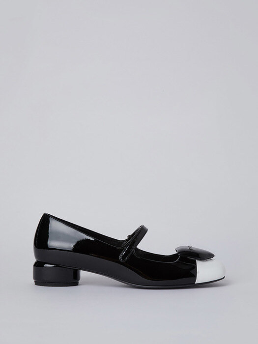 Round heel mary Jane flat(black&white)_DG1DA22501BWX