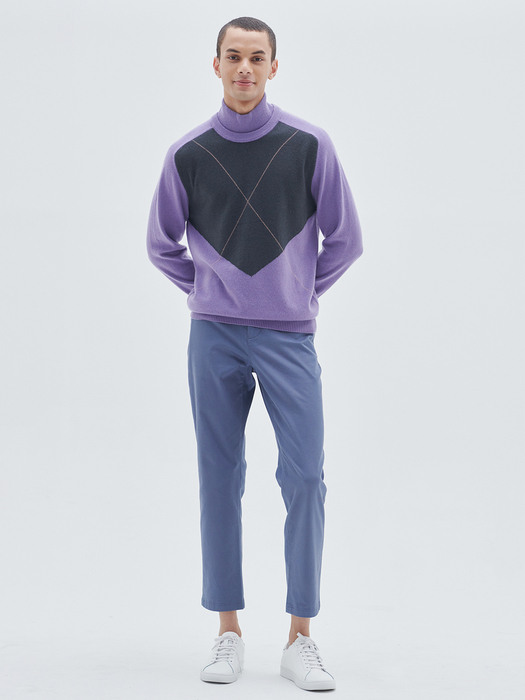 [M23MPU004]Color block pullover(Violet)