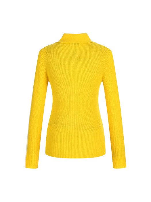 long collar 100% wool knit_yellow