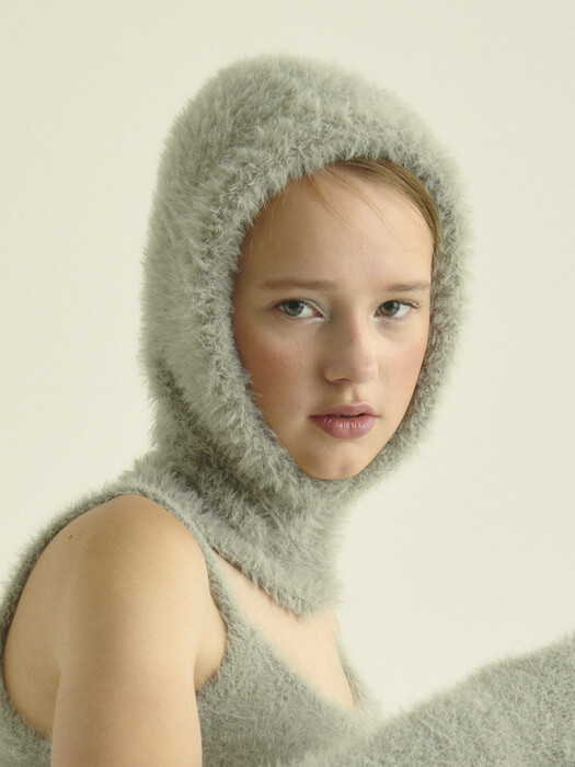 FUZZY KNIT BALACLAVA, GREY