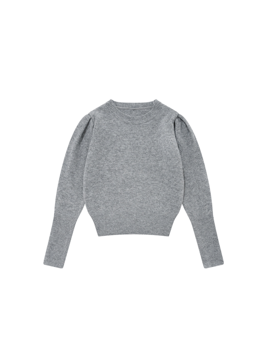 A PUFF SLEEVE KNIT TOP_GREY