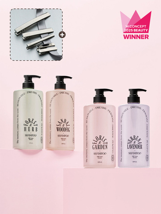 [2개묶음] 밀크프로틴 인텐시브 샴푸 4종 1000ml+1000ml+실버헤어핀3종
