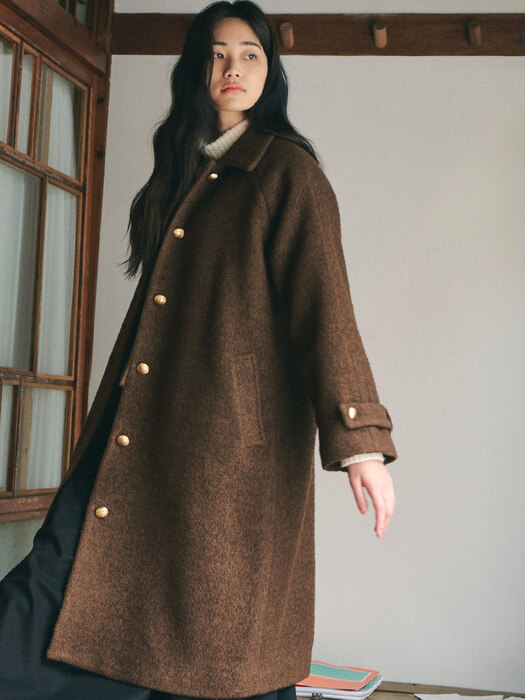 Gold Button Wool Single Coat_brown