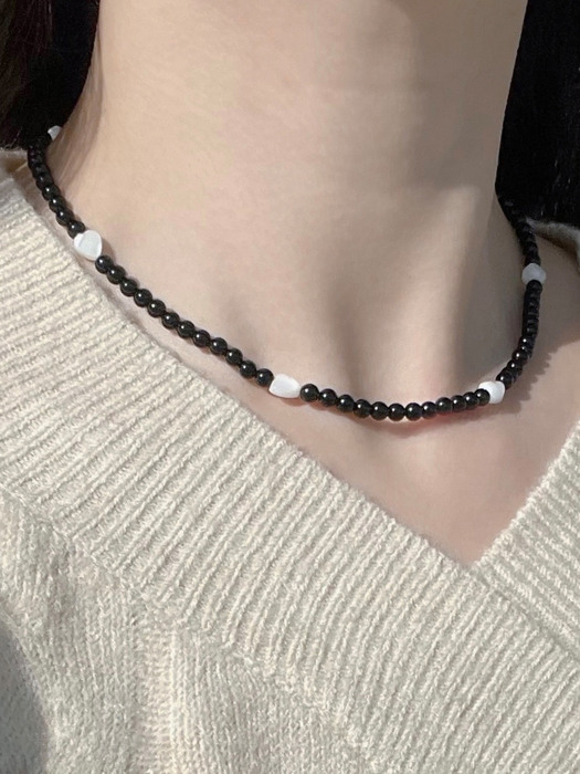 Black Heart Necklace (Silver925) 블랙 오닉스 하트 실버 목걸이